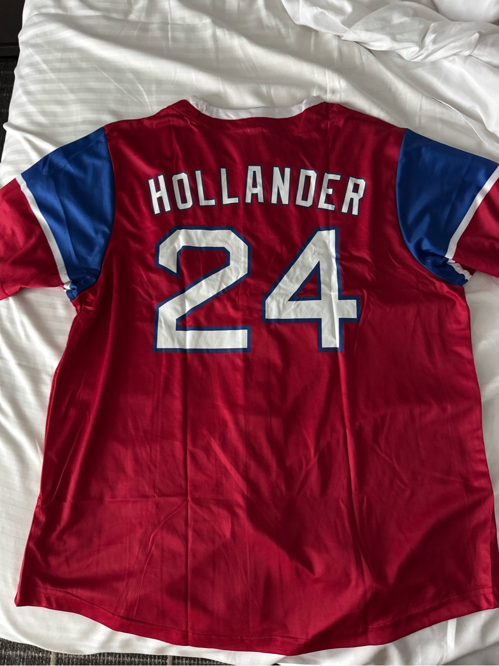 Heated Rivalry Hollander Red Sox Red & Blue Baseball Jersey - Picture 2 of 2